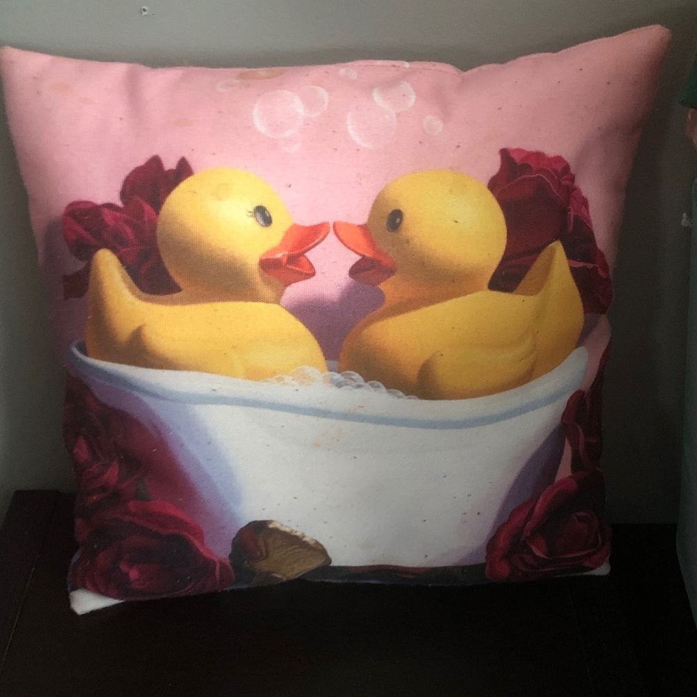 🚚 Lovable Rubber Duckies in a Tub Throw Pillow Custom Made by Kevin Glass